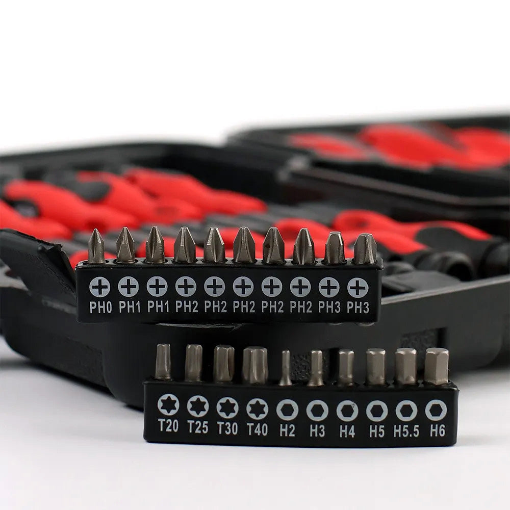 Screwdriver & Bits Set 58pc Precision Philips Flat Slot Torx Pozi + Storage Case