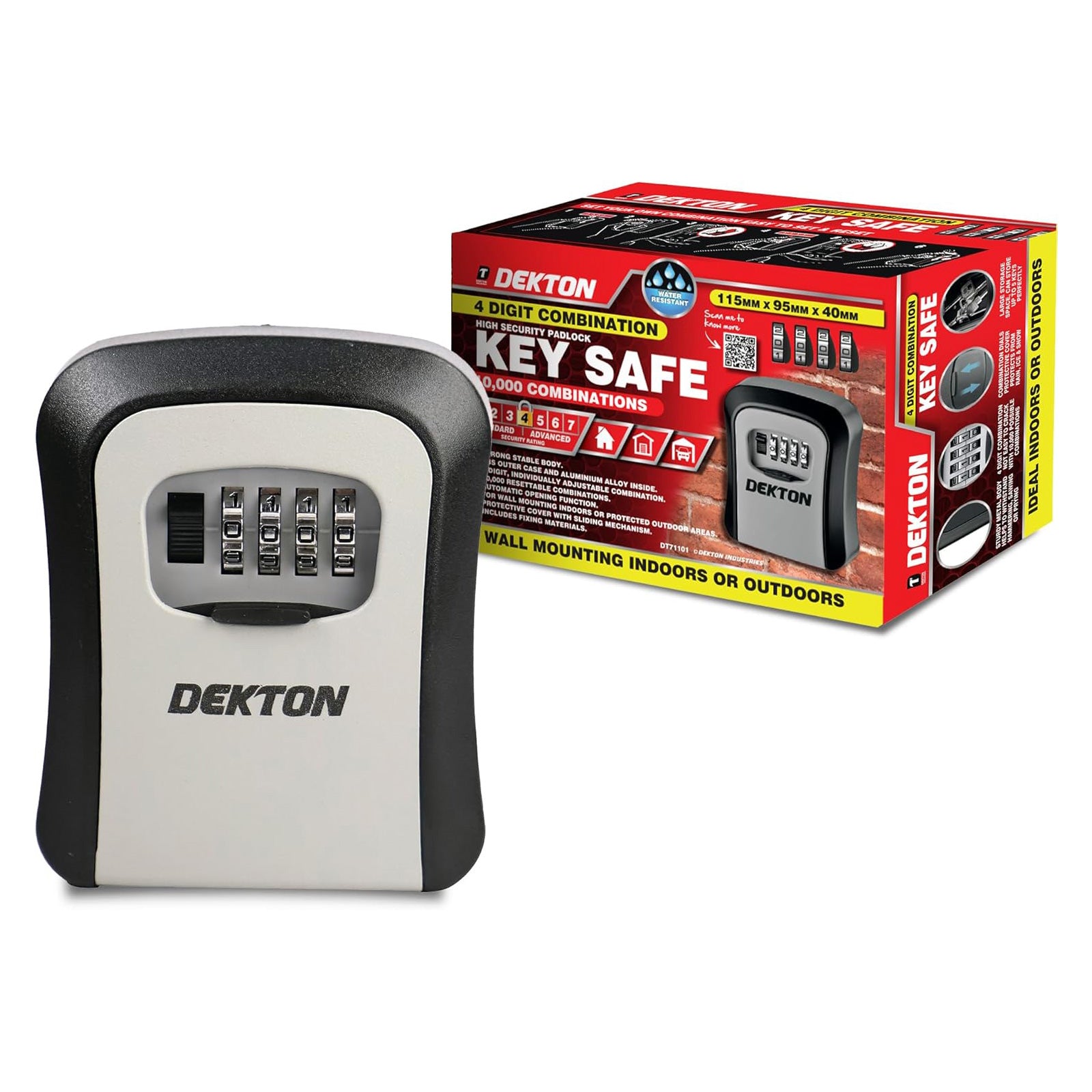 Key Safe 4 Digit Lock 10,000 Combination Security Codes Wall Mounted Storage Box