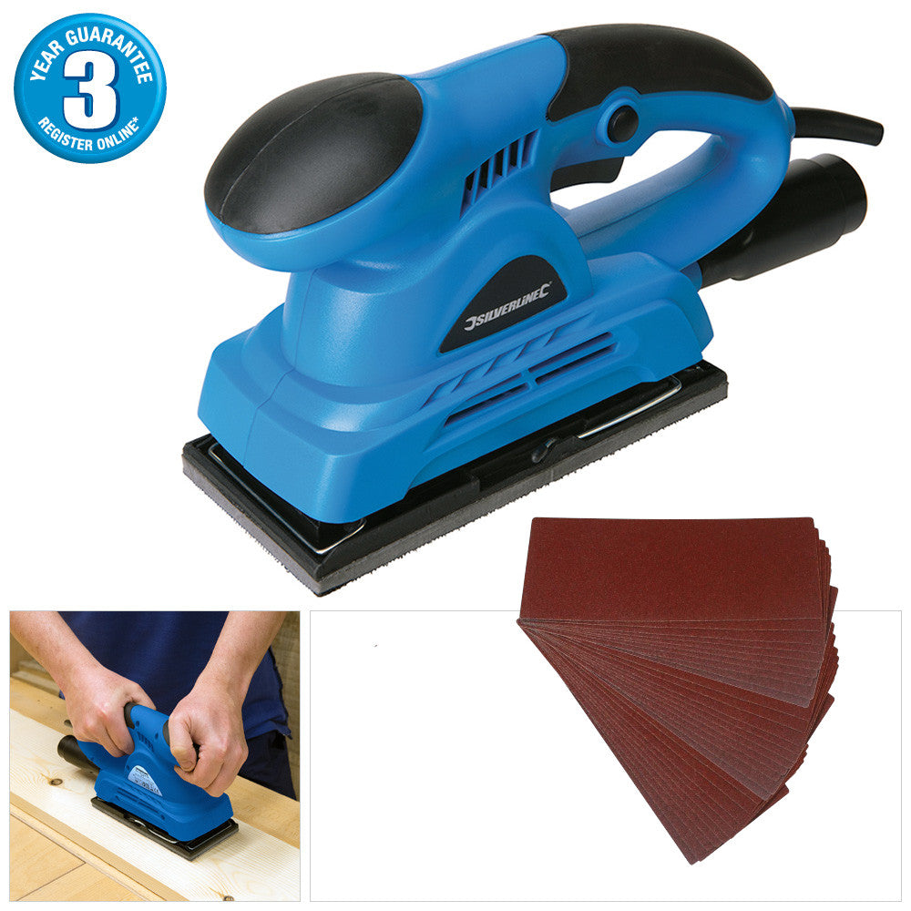 Electrc Sander Silverline 160W 1/3 Sheet + 32 Sanding Sheets - 3yr Warranty