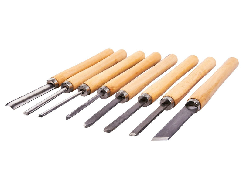 8pc Chisel Set Wood Turning Woodworking Tools Lathe Carving Woodturning Amtech