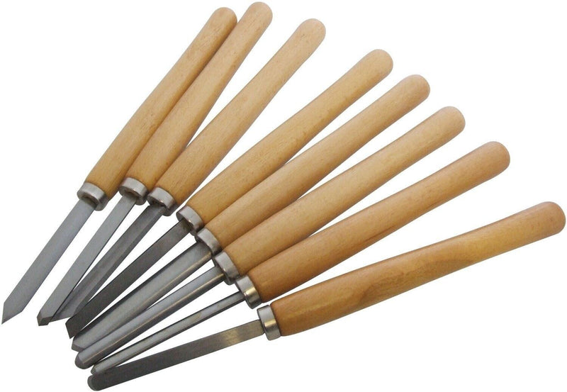 8pc Chisel Set Wood Turning Woodworking Tools Lathe Carving Woodturning Amtech