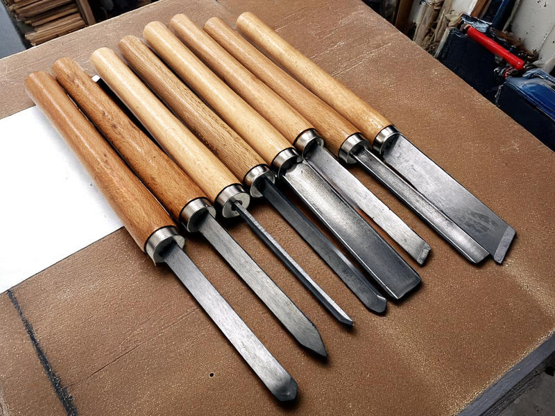 8pc Chisel Set Wood Turning Woodworking Tools Lathe Carving Woodturning Amtech