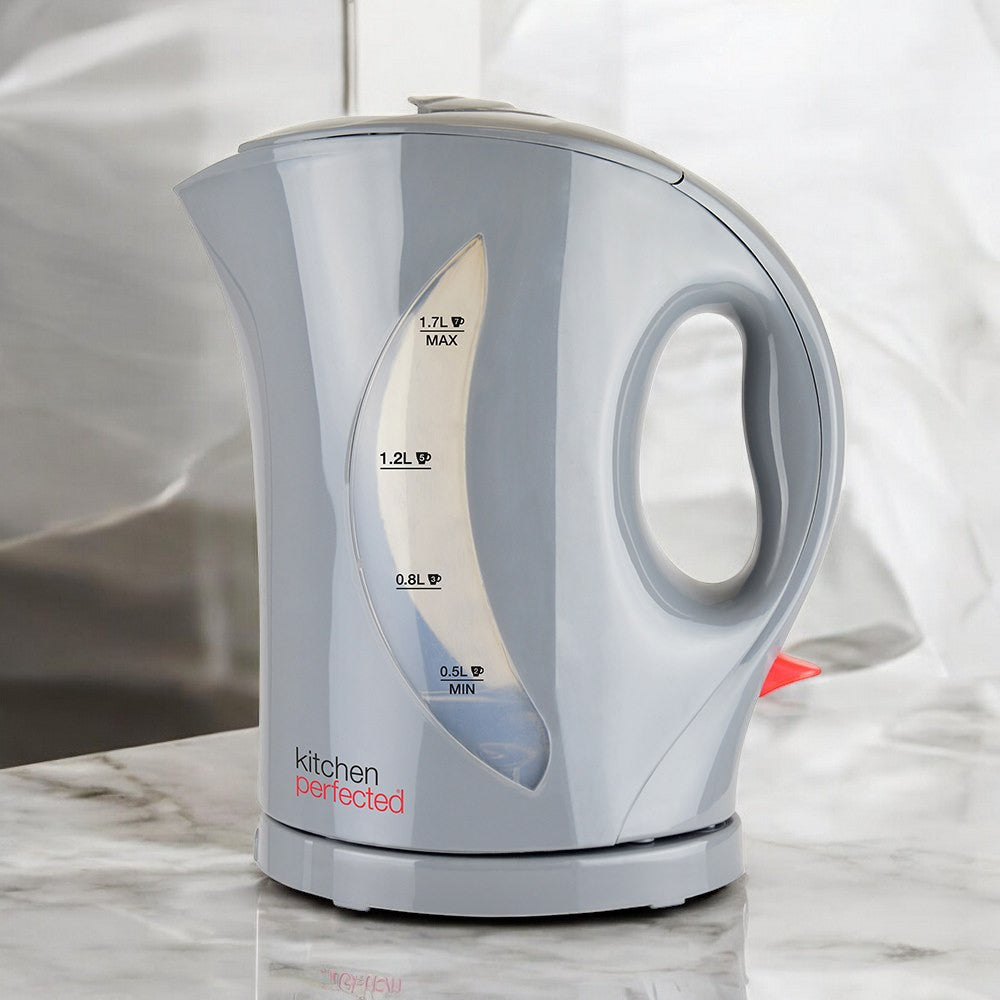 Grey Cordless 1.7L Electric Kettle & 4 Slice Toaster Set
