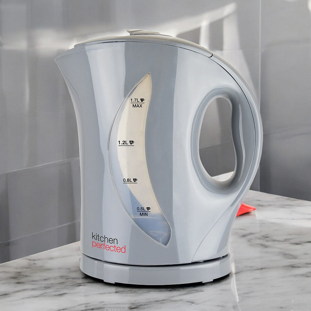 Grey Cordless 1.7L Electric Kettle & 4 Slice Toaster Set