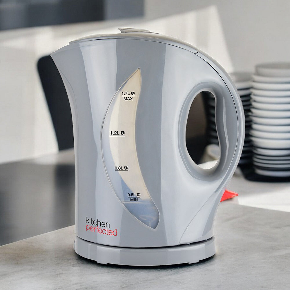 Grey Cordless 1.7L Electric Kettle & 4 Slice Toaster Set