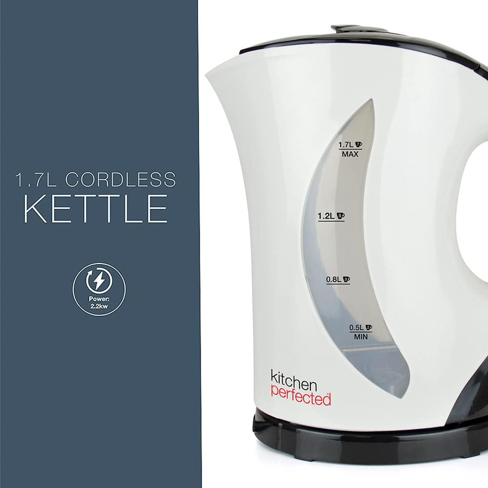 Cordless Electric Kettle & Toaster Set Cream 4 Slice Wide Slot 1.7Ltr Fast Boil