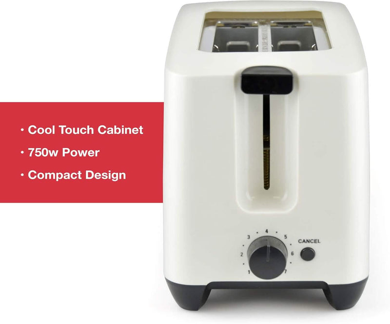 Toaster 2 Slice Wide Slot - Cool Touch Crumb Tray Variable Browning - Cream