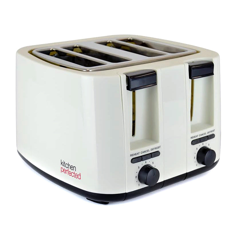 Cordless Electric Kettle & Toaster Set Cream 4 Slice Wide Slot 1.7Ltr Fast Boil