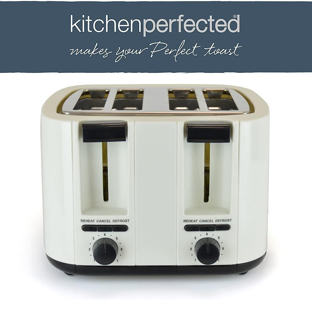 Cordless Electric Kettle & Toaster Set Cream 4 Slice Wide Slot 1.7Ltr Fast Boil