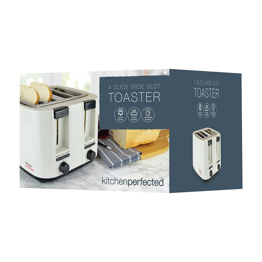 Cordless Electric Kettle & Toaster Set Cream 4 Slice Wide Slot 1.7Ltr Fast Boil