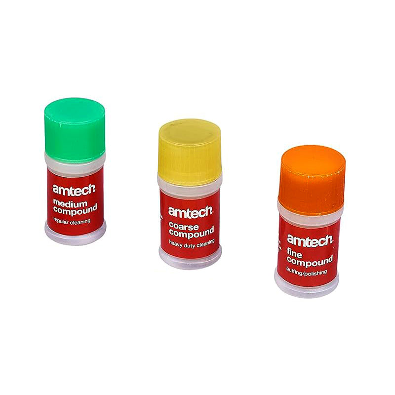 Amtech 7pc Metal Polishing Cleaning Buffing Wheel Kit | Buffer for Drills with 3 Polishing Compounds
