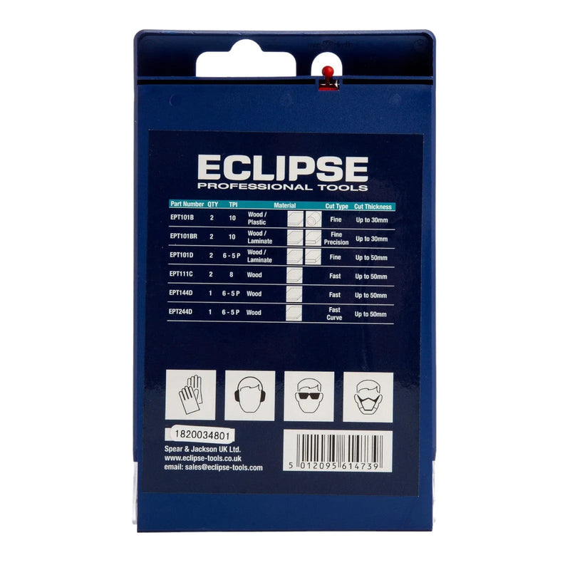 Eclipse Tools Jigsaw Accessories Predator Jigsaw Blade Set Eclipse EPT-W10 for Wood 10PC