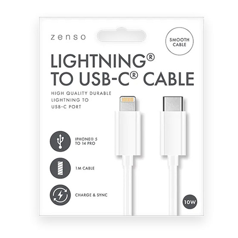 1m White Fast Charging Cable for iPhone 5 onwards Type-C USB Cable Charger Data Sync