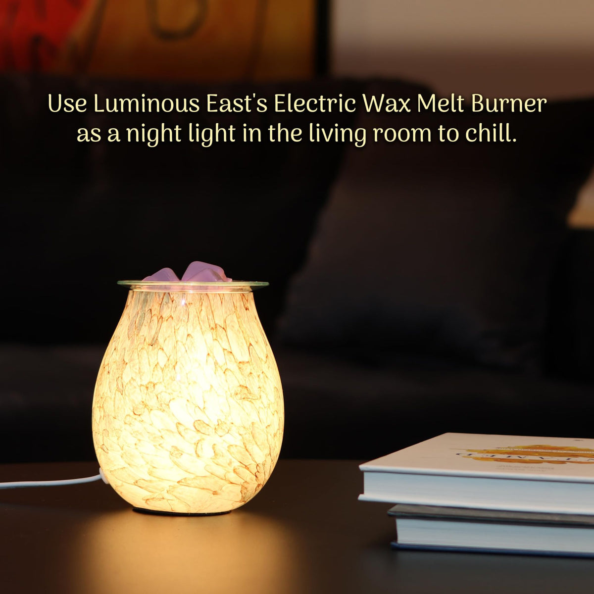Electric Wax Melt Burner Glass Marble Design – Plug-In Aroma Warmer for Soy Wax Cubes & Essential Oils – Home & Office Fragrance