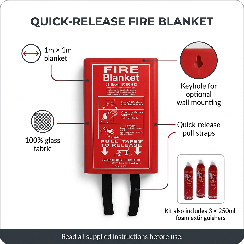 Fire blanket features without store branding