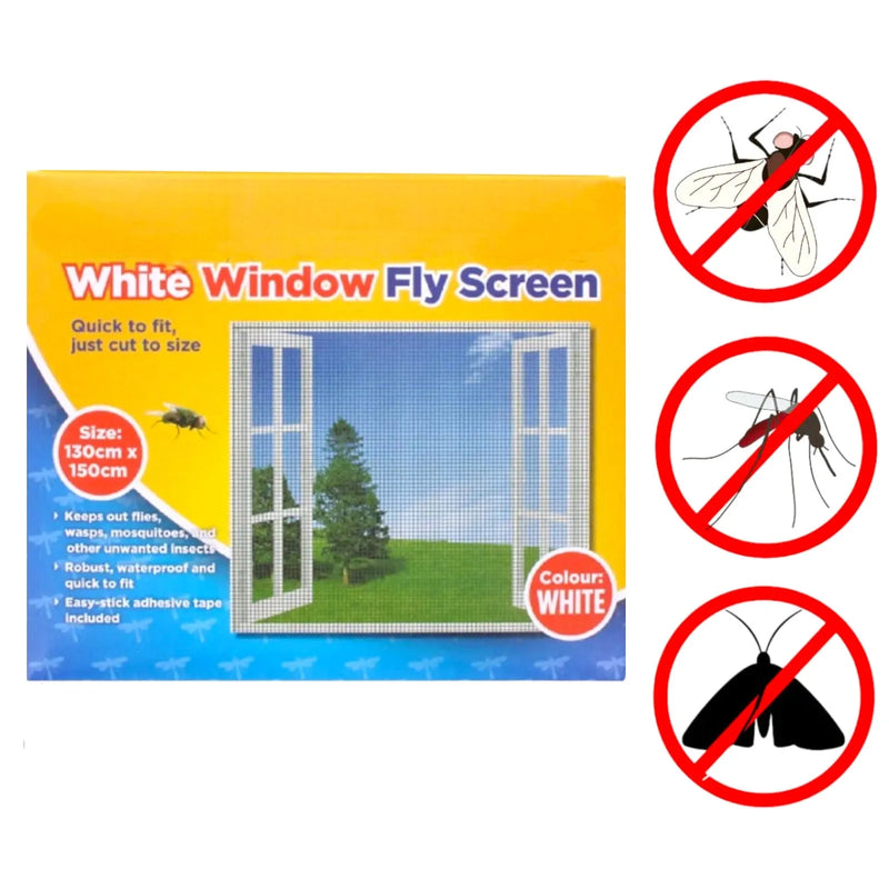 Fixman by Silverline Fly Window Screen Mesh Moth Wasp Insect Large Netting - 1500mm x 1300mm - White