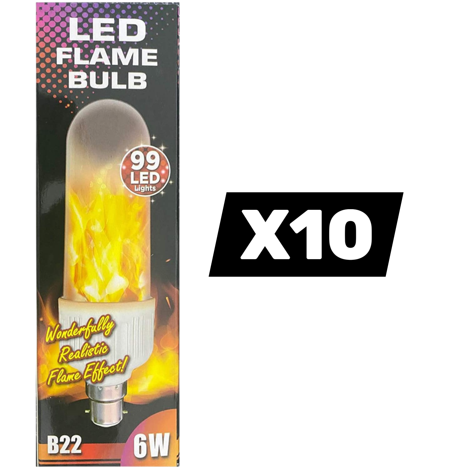 Flame LED Light Bulb B22 Bayonet Jumbo Flickering Fire Effect - Choose Pack Size