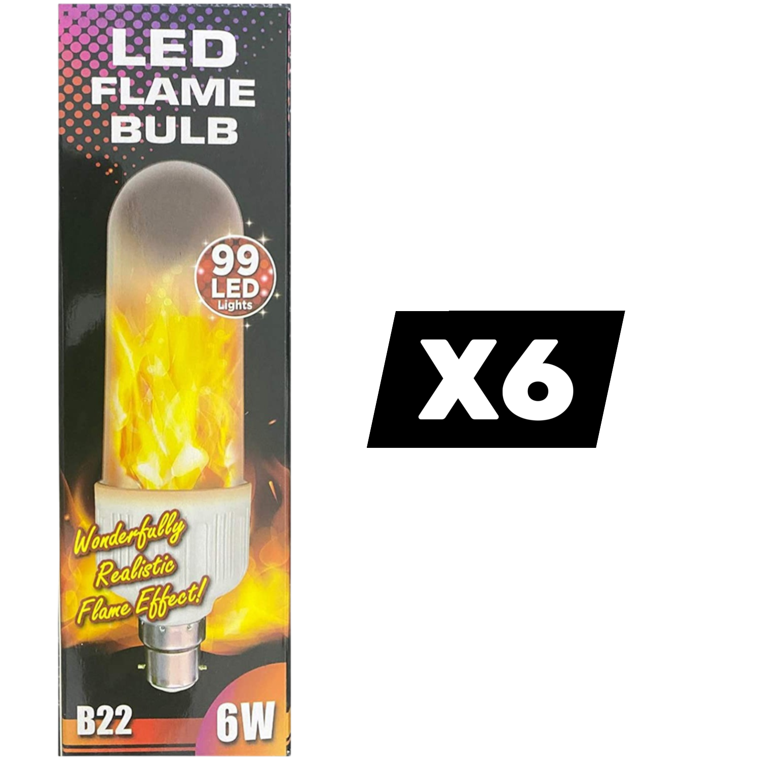 Flame LED Light Bulb B22 Bayonet Jumbo Flickering Fire Effect - Choose Pack Size