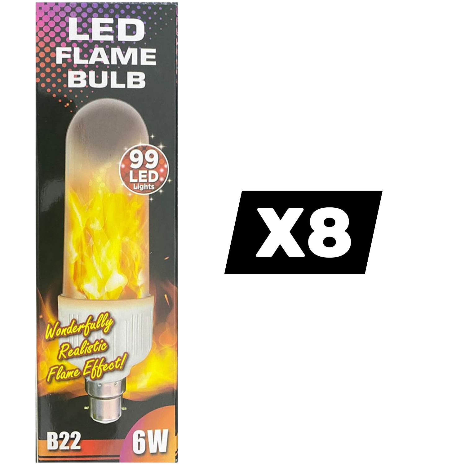 Flame LED Light Bulb B22 Bayonet Jumbo Flickering Fire Effect - Choose Pack Size