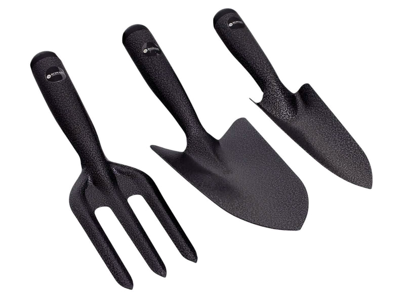 3pc Heavy Duty Carbon Steel Garden Hand Tool Set | Trowel, Transplanting Trowel and Fork