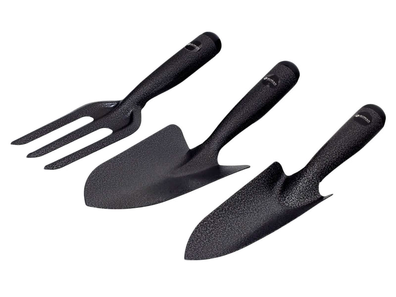 3pc Heavy Duty Carbon Steel Garden Hand Tool Set | Trowel, Transplanting Trowel and Fork