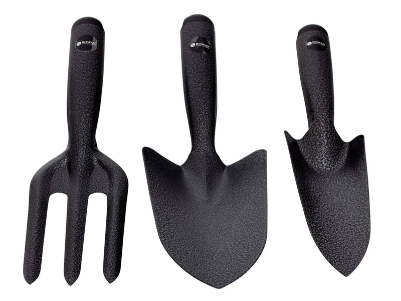 3pc Heavy Duty Carbon Steel Garden Hand Tool Set | Trowel, Transplanting Trowel and Fork
