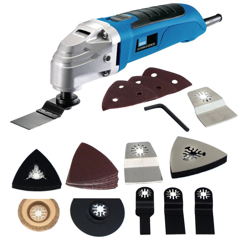 Oscillating Electric Multi Tool Draper 58288 Cutter Scraper Sander + 34pc Kit