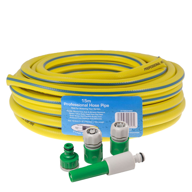 Heavy Duty Reinforced Garden Hose Pipe | 15m-50m Hosepipe | Connectors and Guide also available