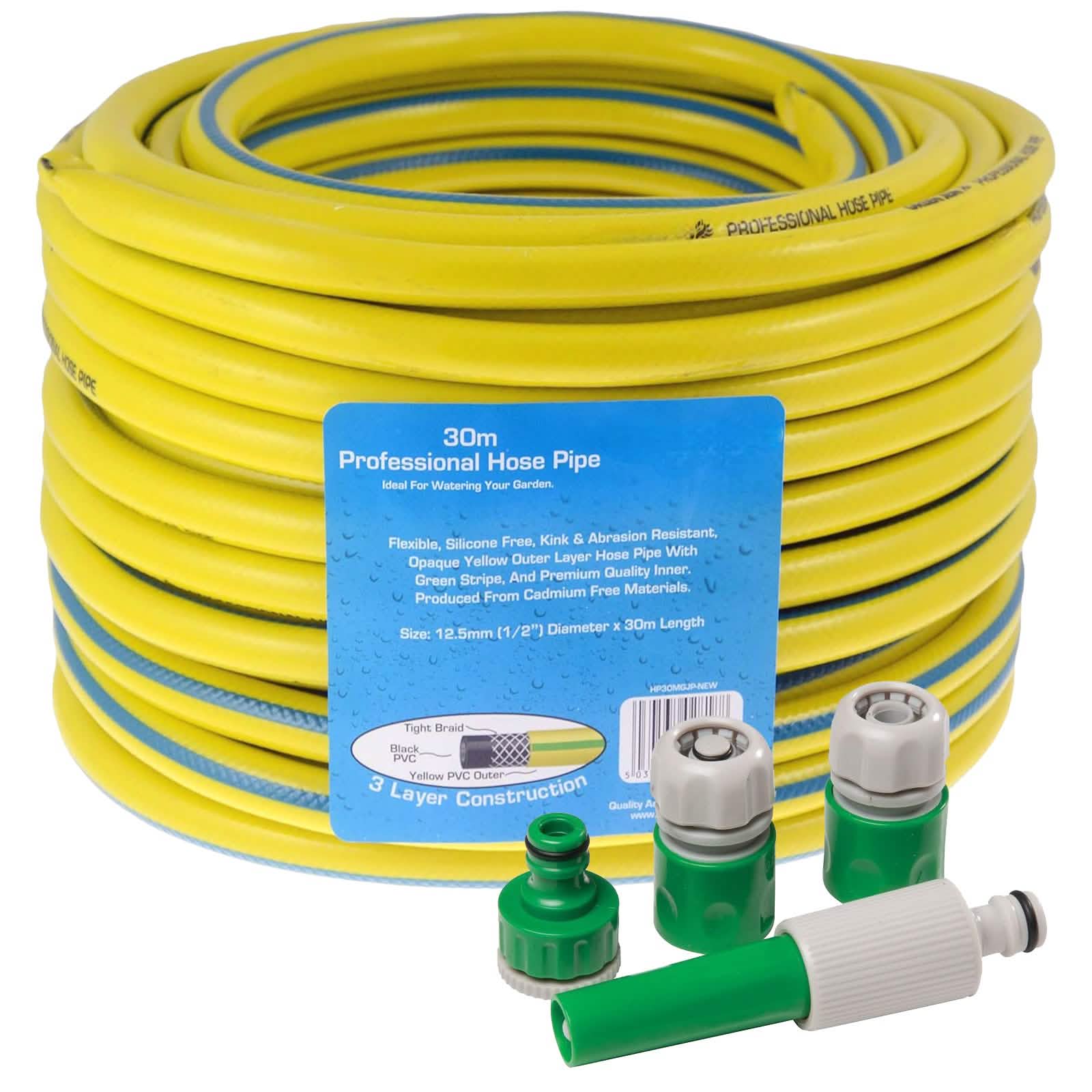 Heavy Duty Reinforced Garden Hose Pipe | 15m-50m Hosepipe | Connectors and Guide also available