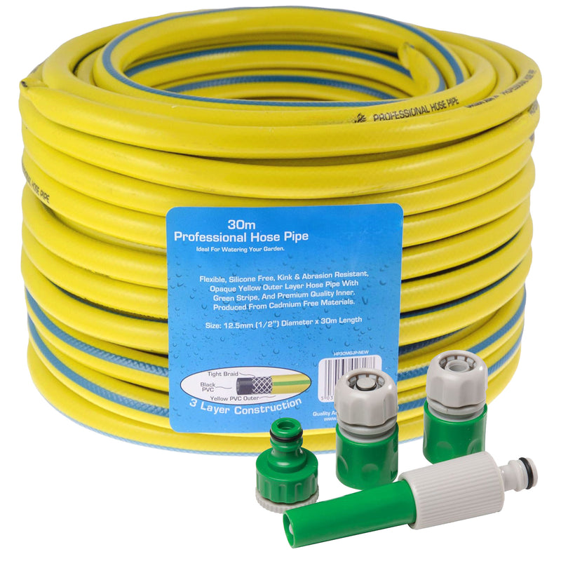 Heavy Duty Reinforced Garden Hose Pipe | 15m-50m Hosepipe | Connectors and Guide also available