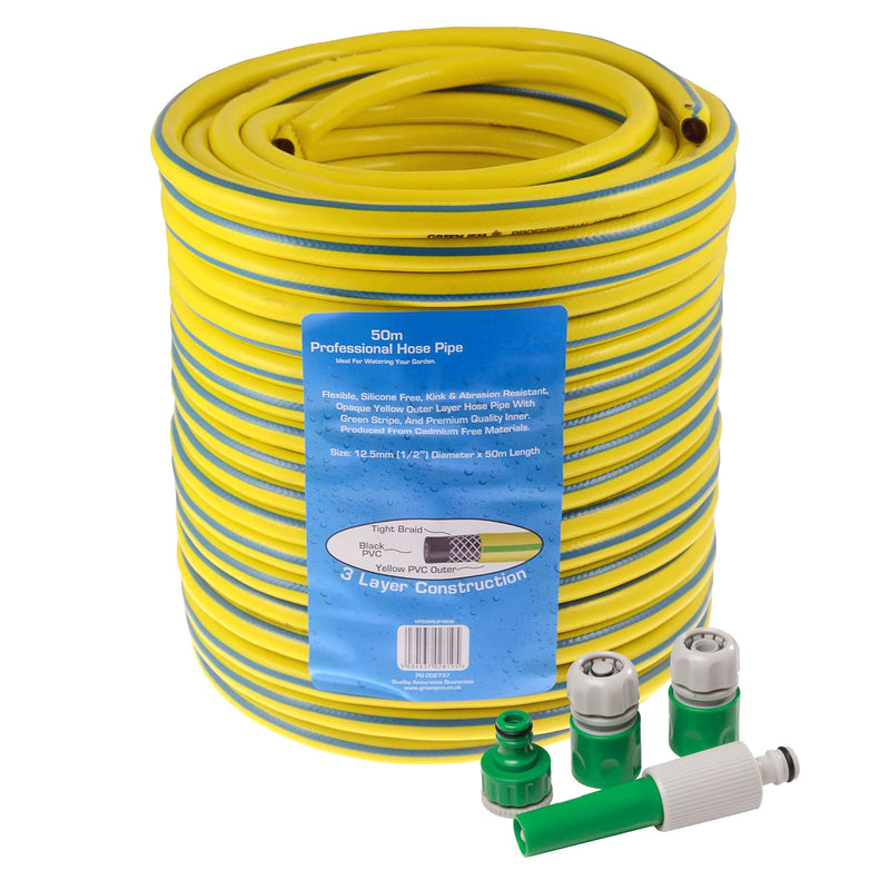 Heavy Duty Reinforced Garden Hose Pipe | 15m-50m Hosepipe | Connectors and Guide also available