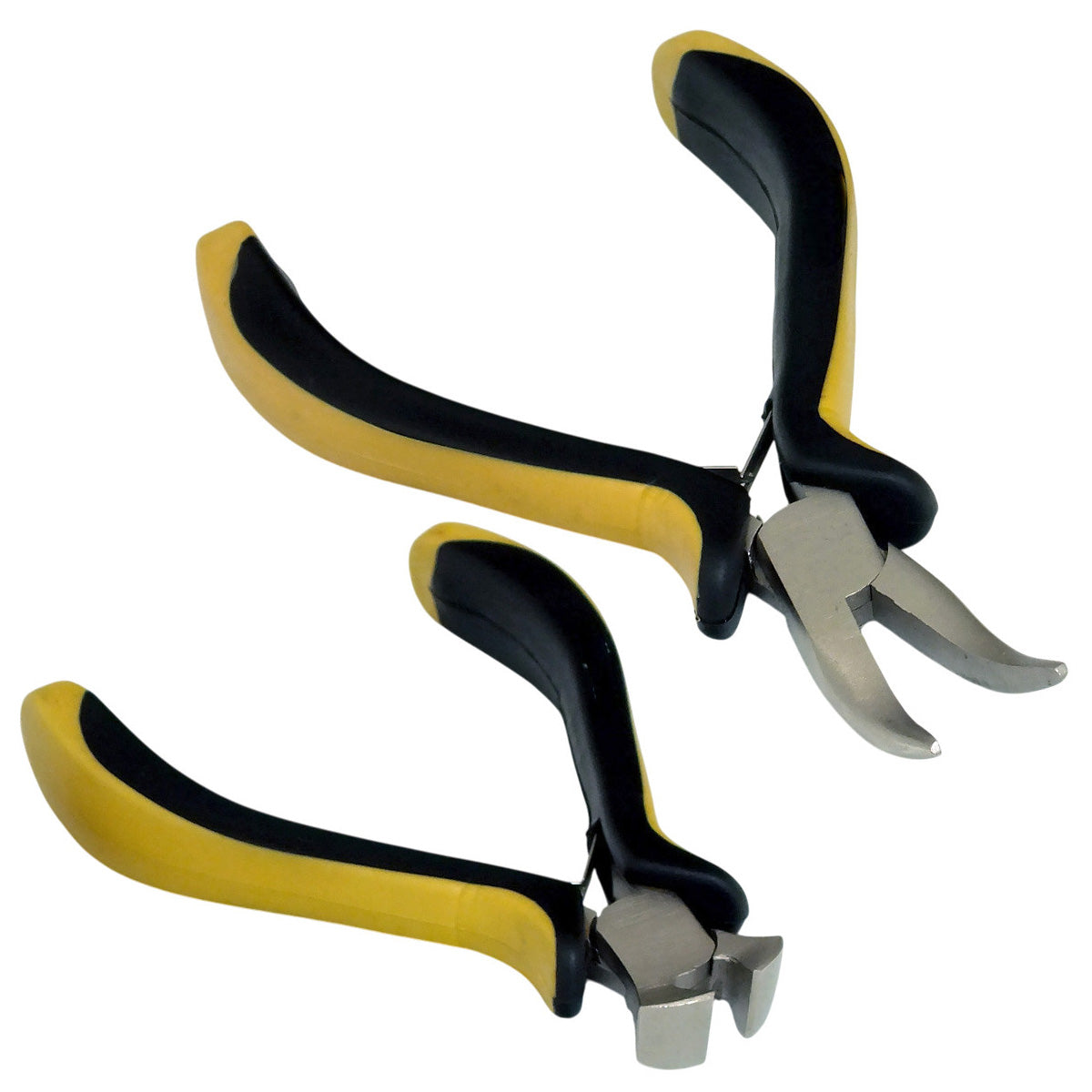2pc Precision Mini Pliers Set | Bent Long Nose & End Cutting Wire Snips Nippers Cutters