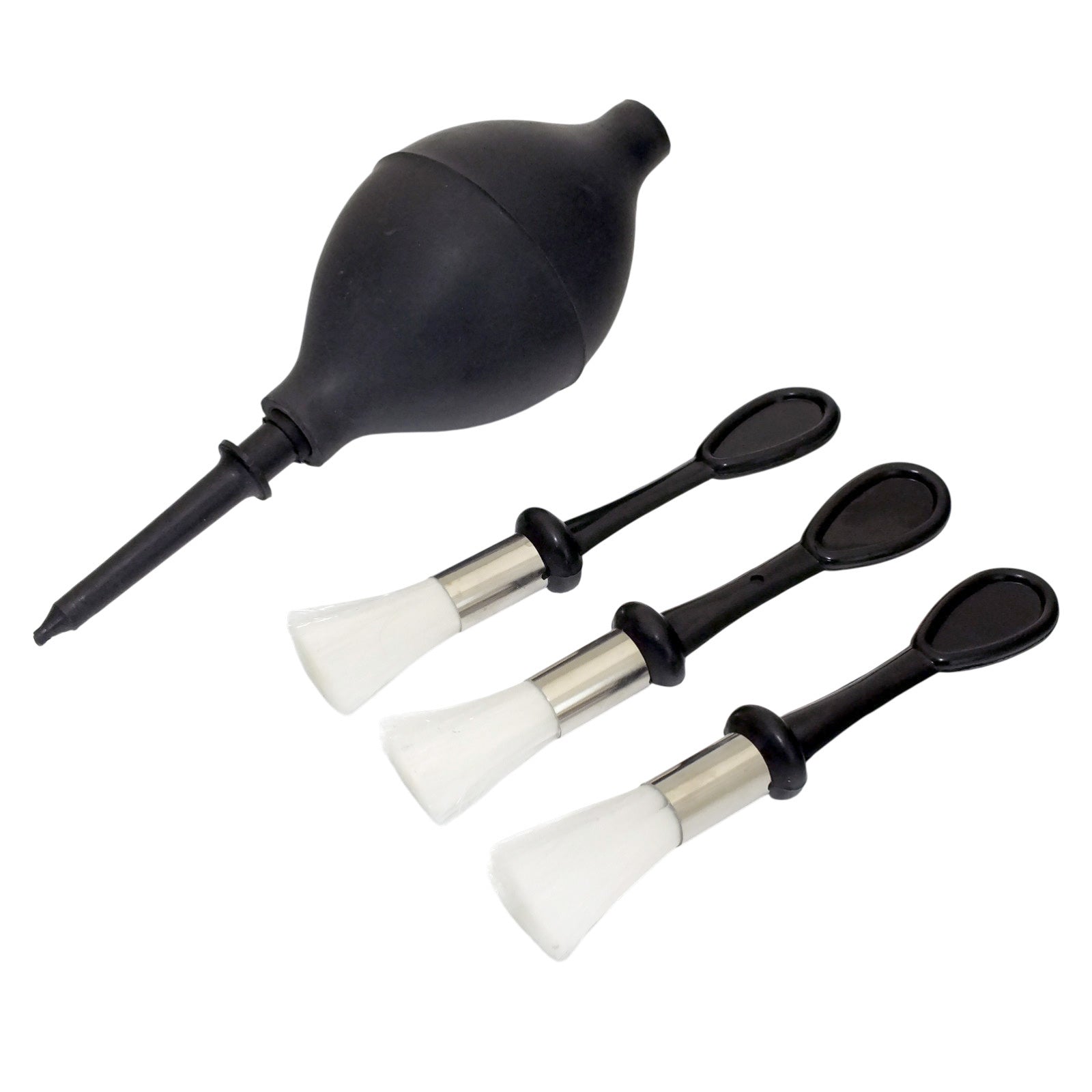 Rubber Dust Blower Air Duster and 3pc Mini Soft Bristle Brushes | PC Laptop Camera Lens Cleaning Kit