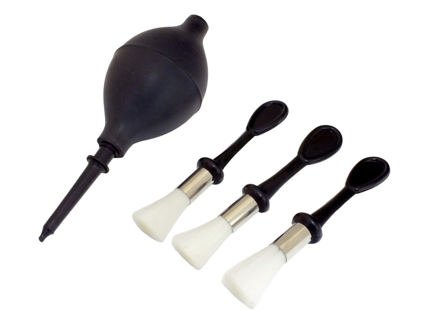 Rubber Dust Blower Air Duster and 3pc Mini Soft Bristle Brushes | PC Laptop Camera Lens Cleaning Kit