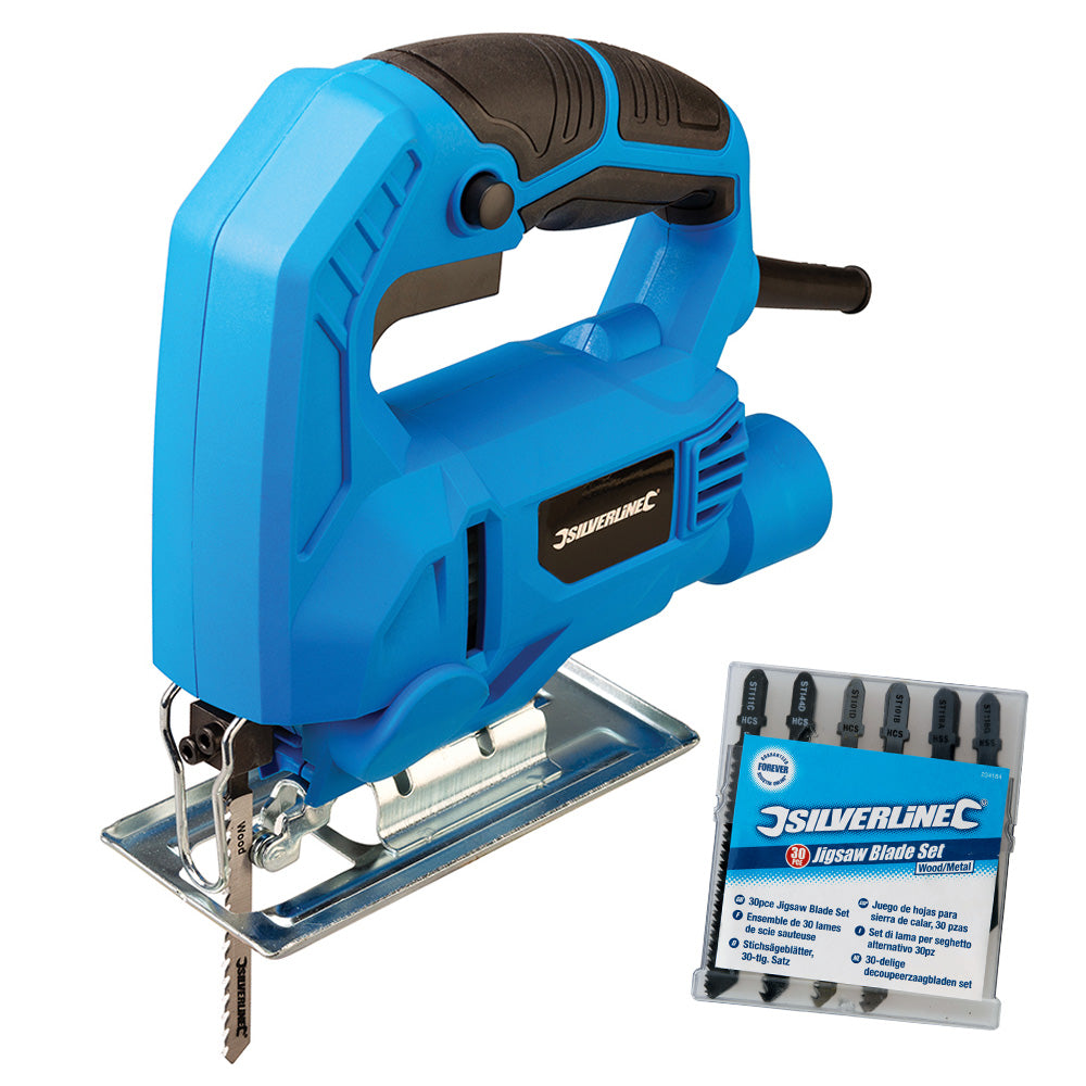 Silverline 450W Electric Jigsaw plus 31 Assorted Wood and Metal Saw Blades