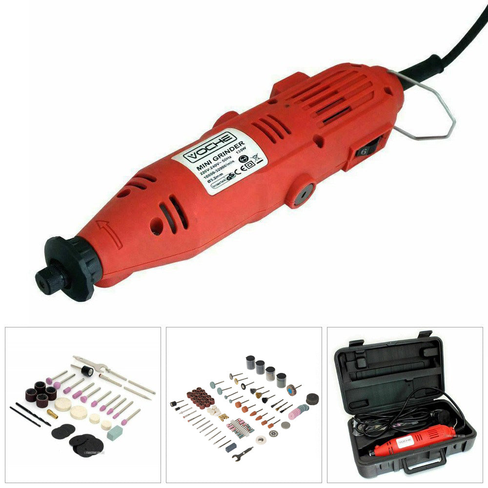 Voche 135W Mini Rotary Hobby Drill 240V Grinding Tool + Case & 256pc Accessories