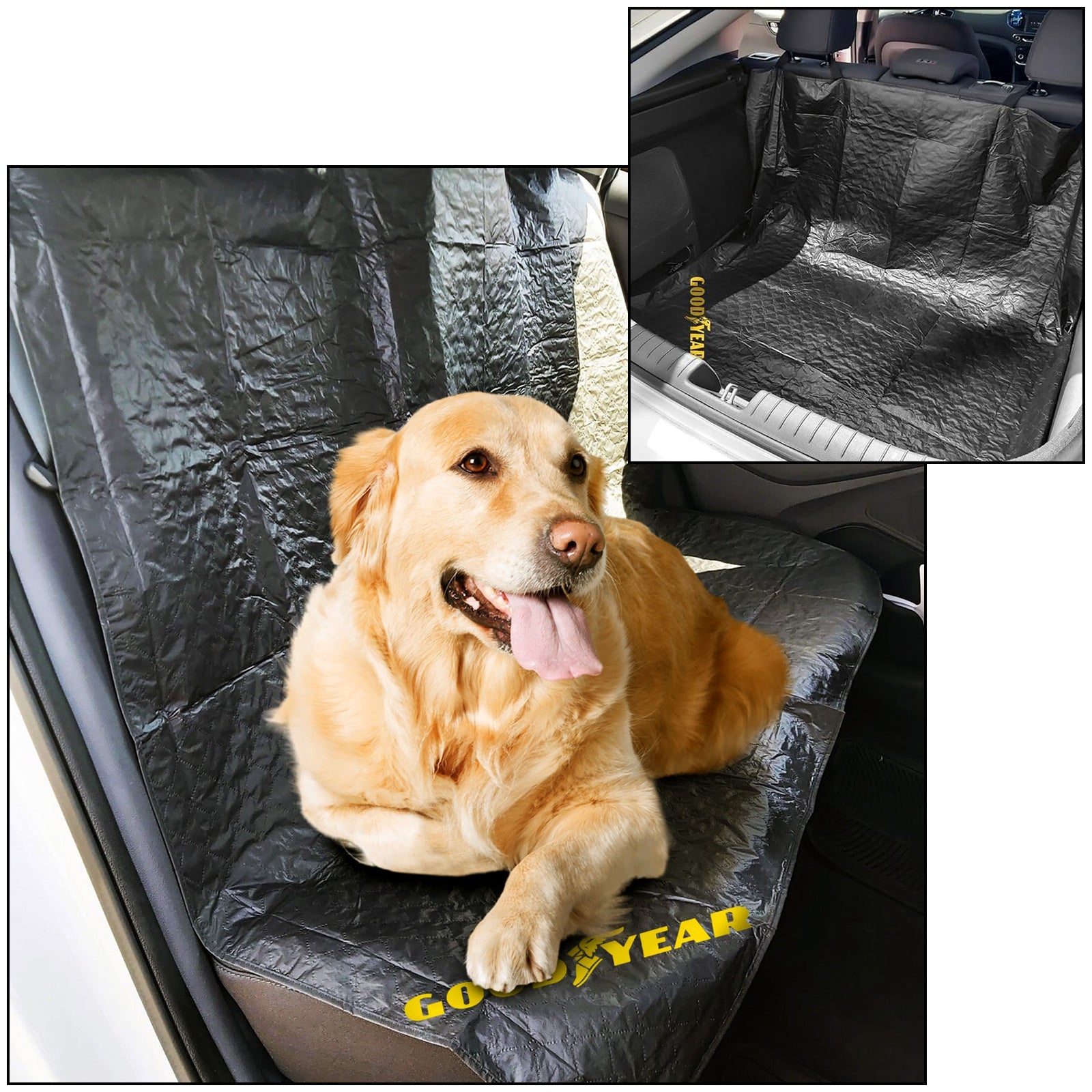 Goodyear Car Rear Seat Protector & Boot Liner 2-in-1 Water Resistant Cover Bootliner Mat
