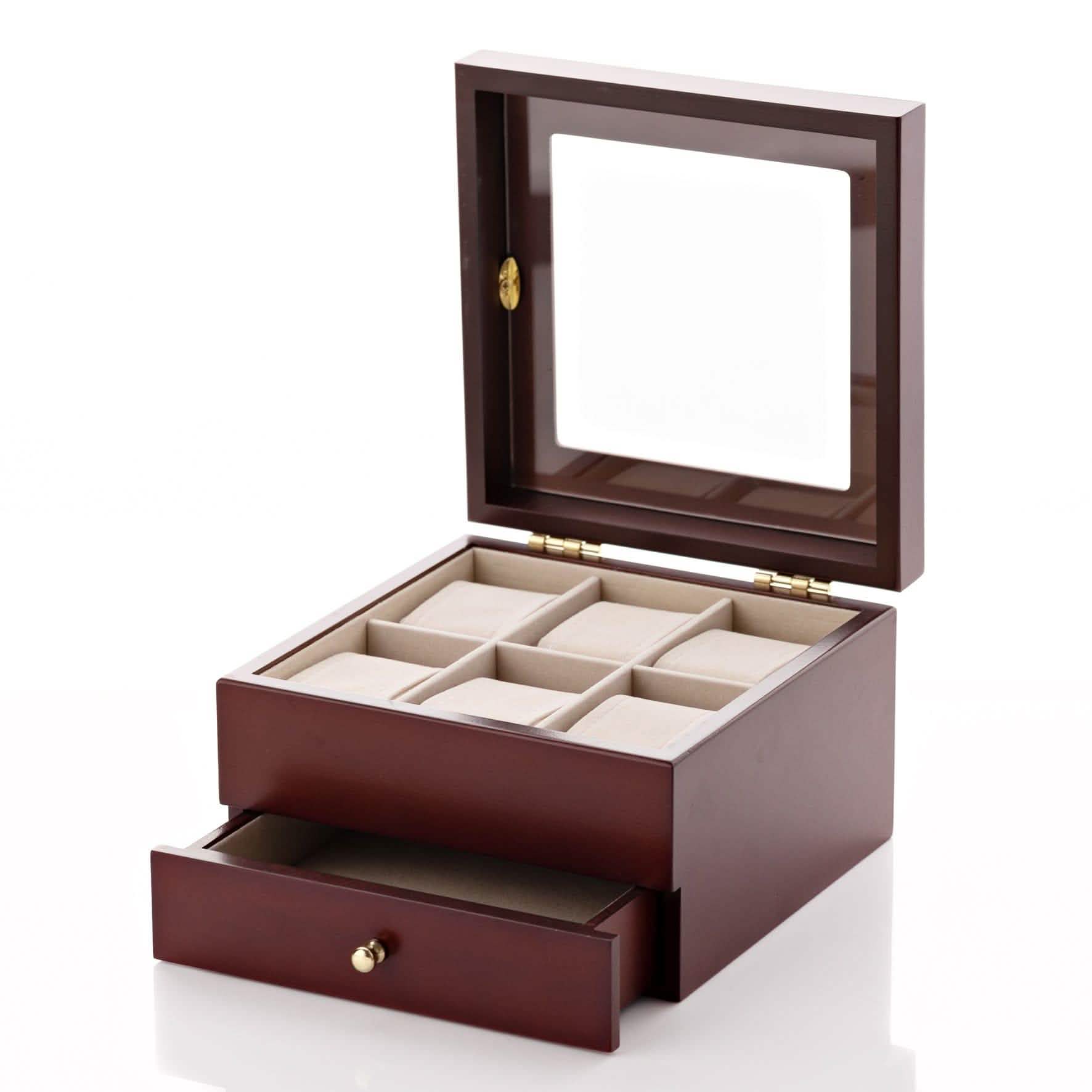 Harvey Makin Watch Box Luxury Wooden Watch Box - 6 Compartments 1 Drawer - Harvey Makin
