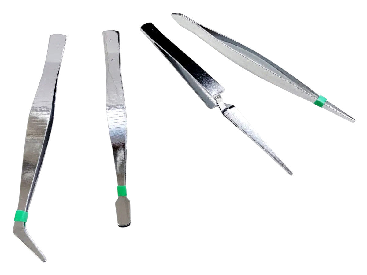 Tweezers Set 4pc Stainless Steel Precision Watch Repair Jewellery Making Tools