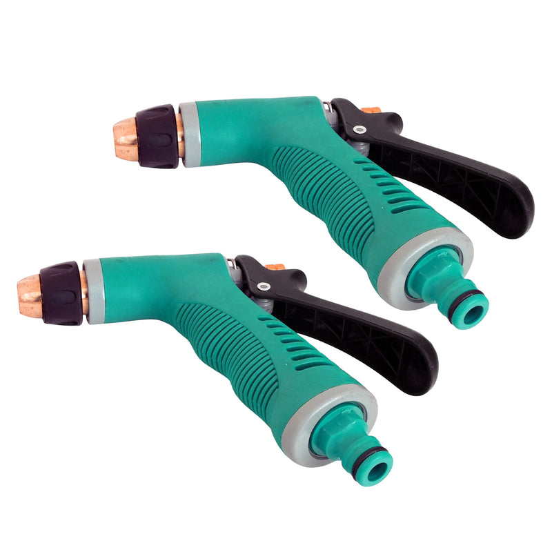 Pack of 2 Garden Spray Guns with Adjustable Twist Nozzles and Locking Triggers