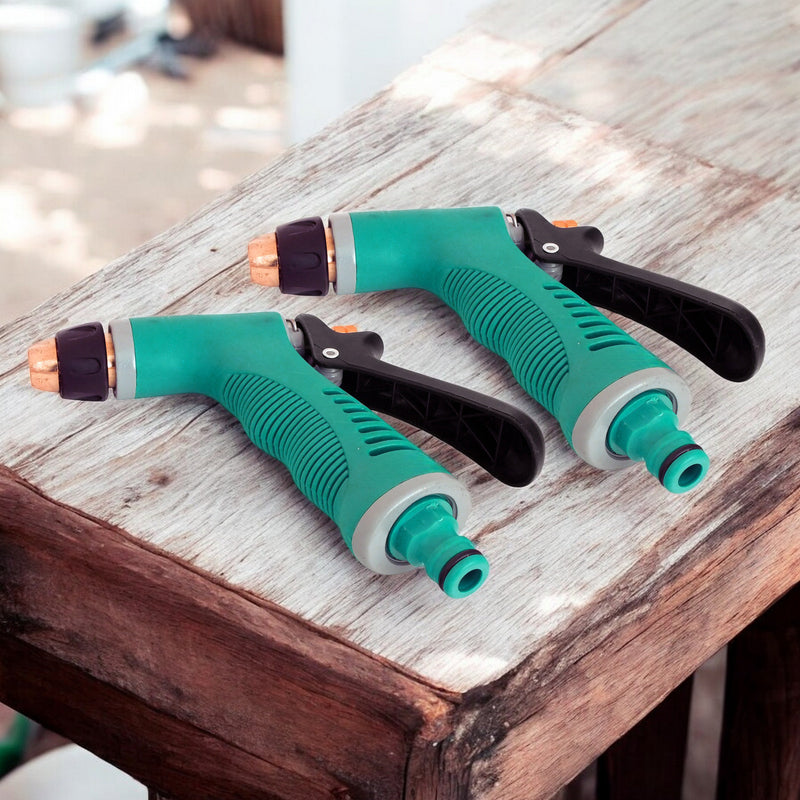 Pack of 2 Garden Spray Guns with Adjustable Twist Nozzles and Locking Triggers