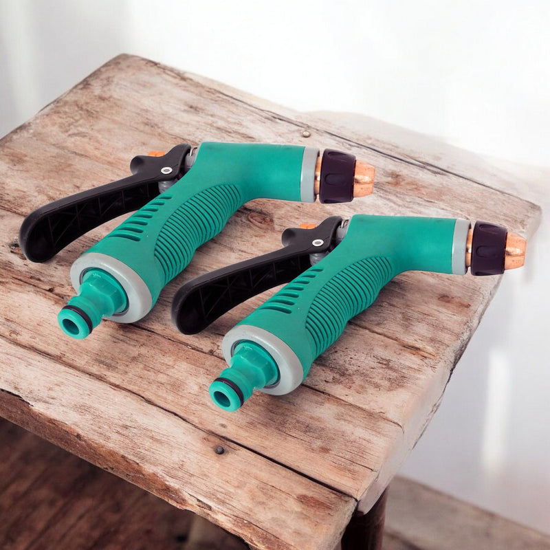 Pack of 2 Garden Spray Guns with Adjustable Twist Nozzles and Locking Triggers
