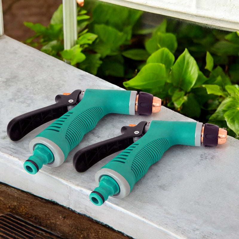 Pack of 2 Garden Spray Guns with Adjustable Twist Nozzles and Locking Triggers