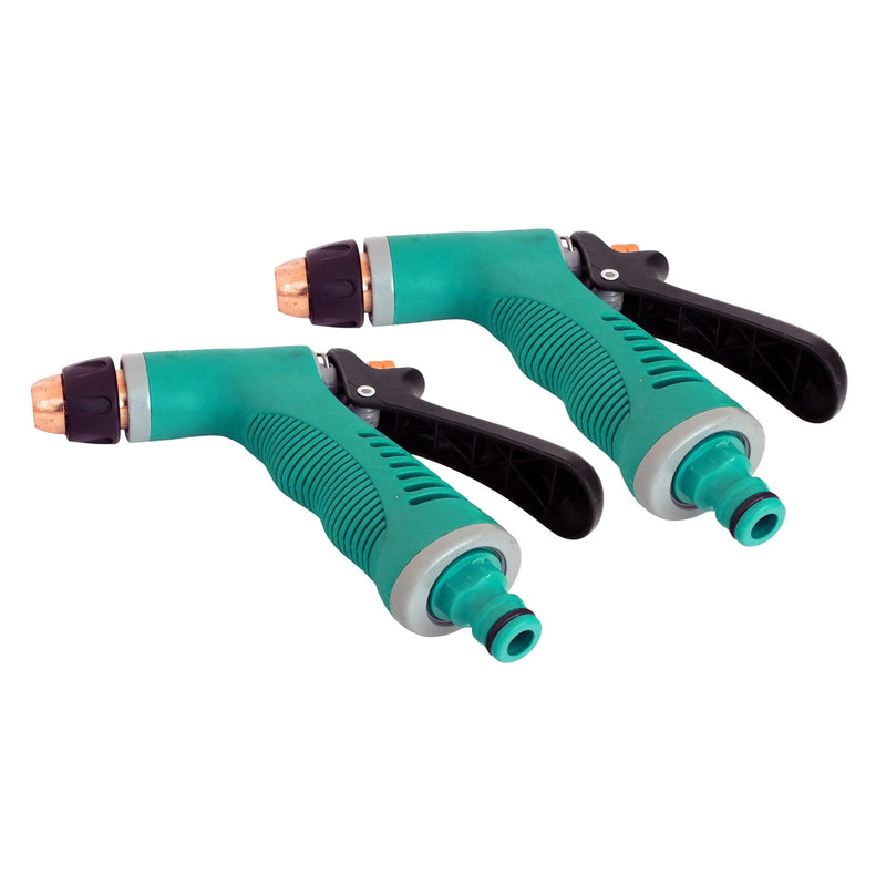 Pack of 2 Garden Spray Guns with Adjustable Twist Nozzles and Locking Triggers