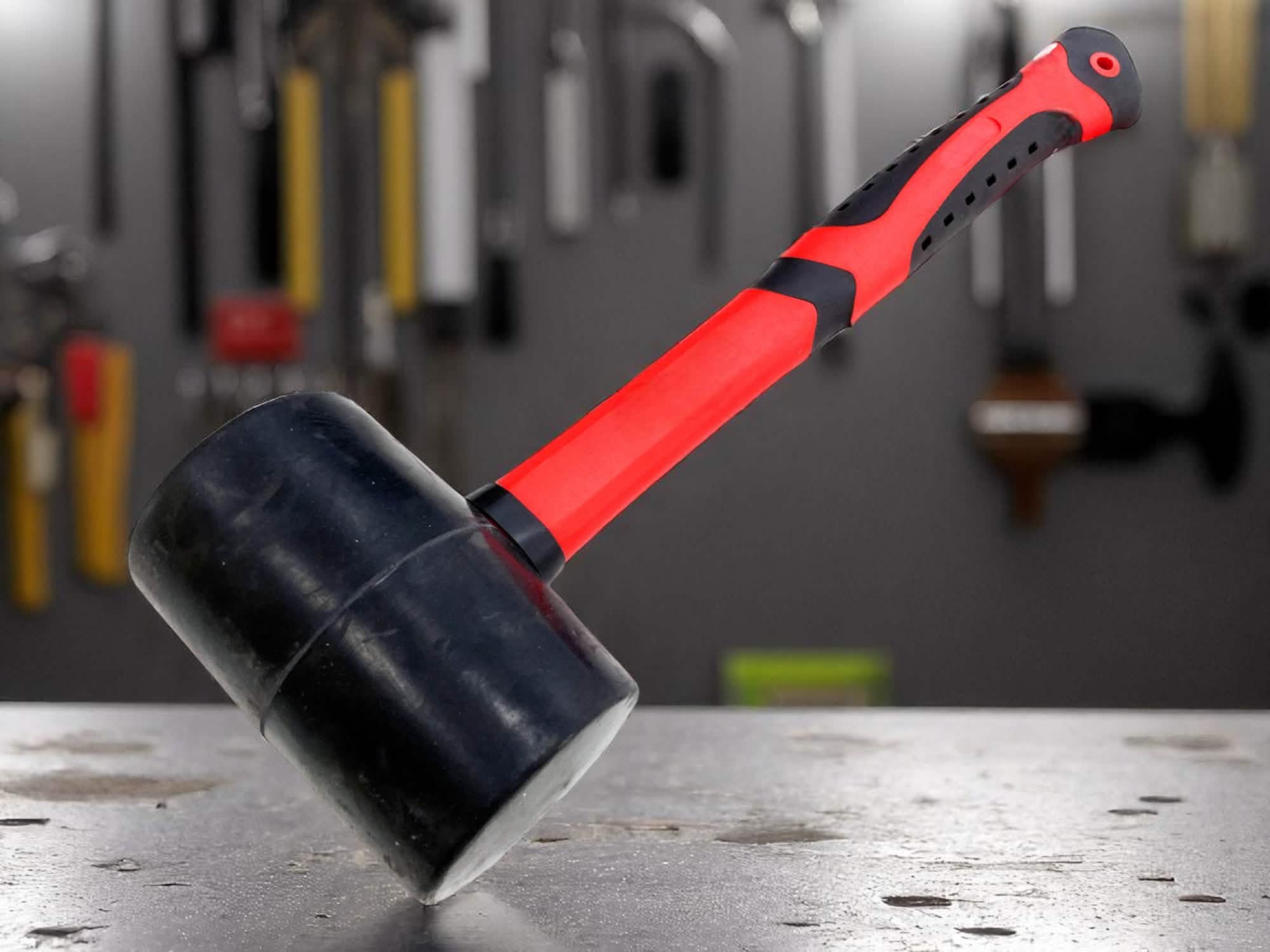 48oz Rubber Mallet Paving Hammer | Fibreglass Shaft with Soft Rubber Grip Handle
