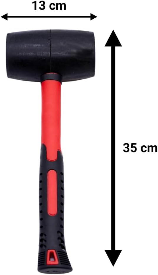 32oz Rubber Mallet Paving Hammer Fibreglass Shaft Soft Rubber Grip Camping DIY