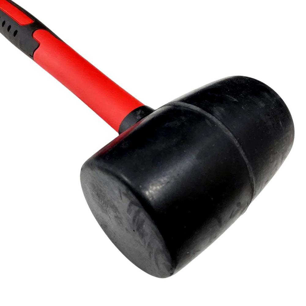 32oz Rubber Mallet Paving Hammer Fibreglass Shaft Soft Rubber Grip Camping DIY