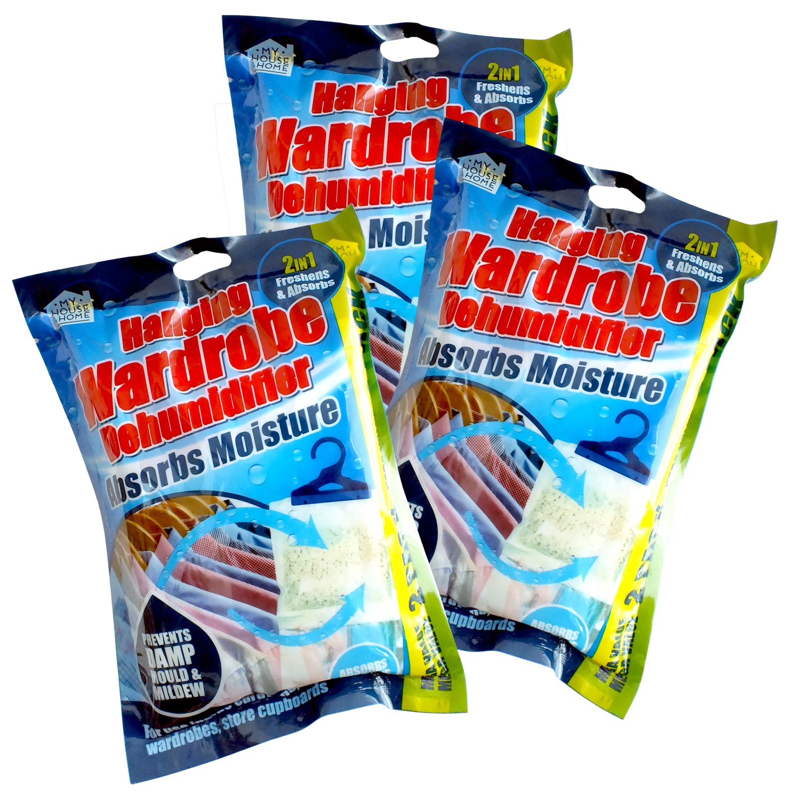 Pack of 6 Hanging Wardrobe Dehumidifiers | Helps prevent Damp Mould & Mildew