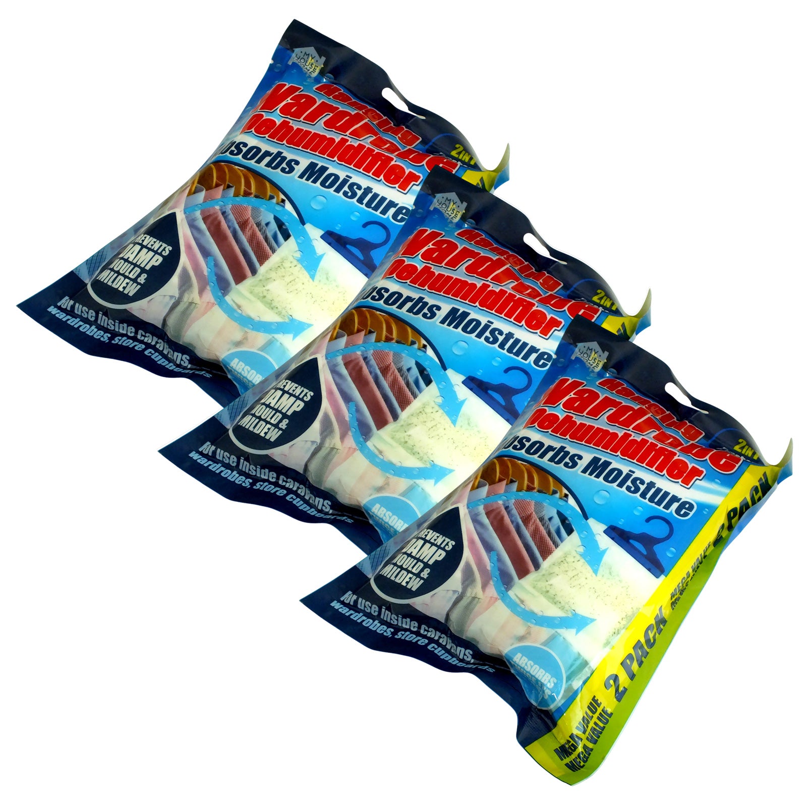 Pack of 6 Hanging Wardrobe Dehumidifiers | Helps prevent Damp Mould & Mildew