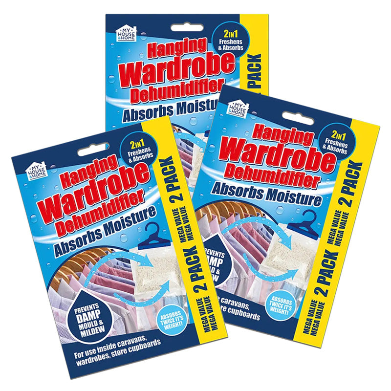 Pack of 6 Hanging Wardrobe Dehumidifiers | Helps prevent Damp Mould & Mildew